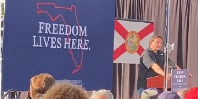 Ron DeSantis Draws a Crowd In Blue County for His First Campaign Stop Since Hurricane Ian