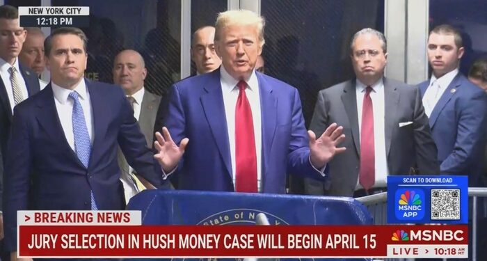 MSNBC Cuts Away from Trump Decrying Trial as ‘Election Interference’