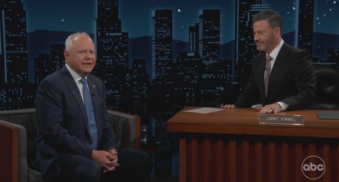 Kimmel Pals Around With Walz As Duo Bash Trump-Vance