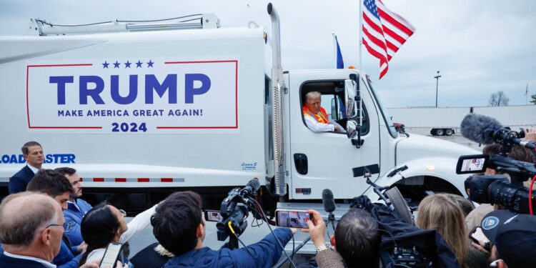 Trump Speaks From Trash Truck After Biden’s ‘Garbage’ Comment