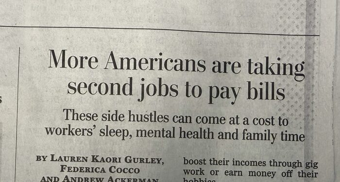 WashPost Screeches Americans Taking Second Jobs to Pay Bills